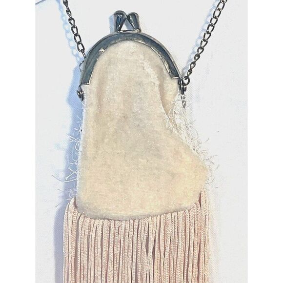 Floral Coin Change Purse W Fringe on a chain - Picture 5 of 5